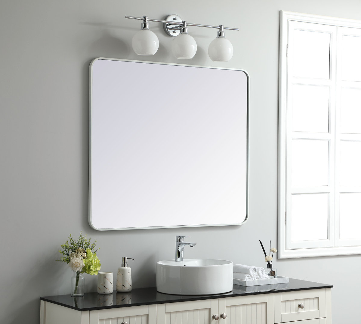 Sabine Accent Mirror, 40'' H x 36'' W, White