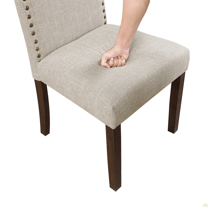 Ensemble de 2 chaises d'appoint, garniture cloutée de dossier de siège en tissu, Taupe