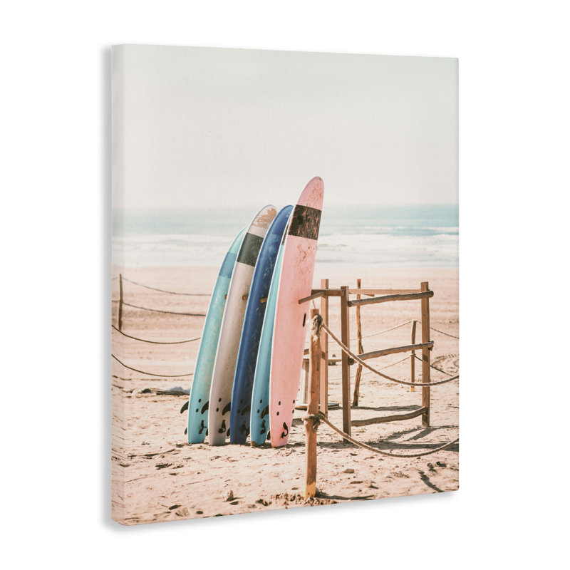 Toile de plage rétro avec planches de surf, conception par Sissi et Seb, H 20 po x l 16 po