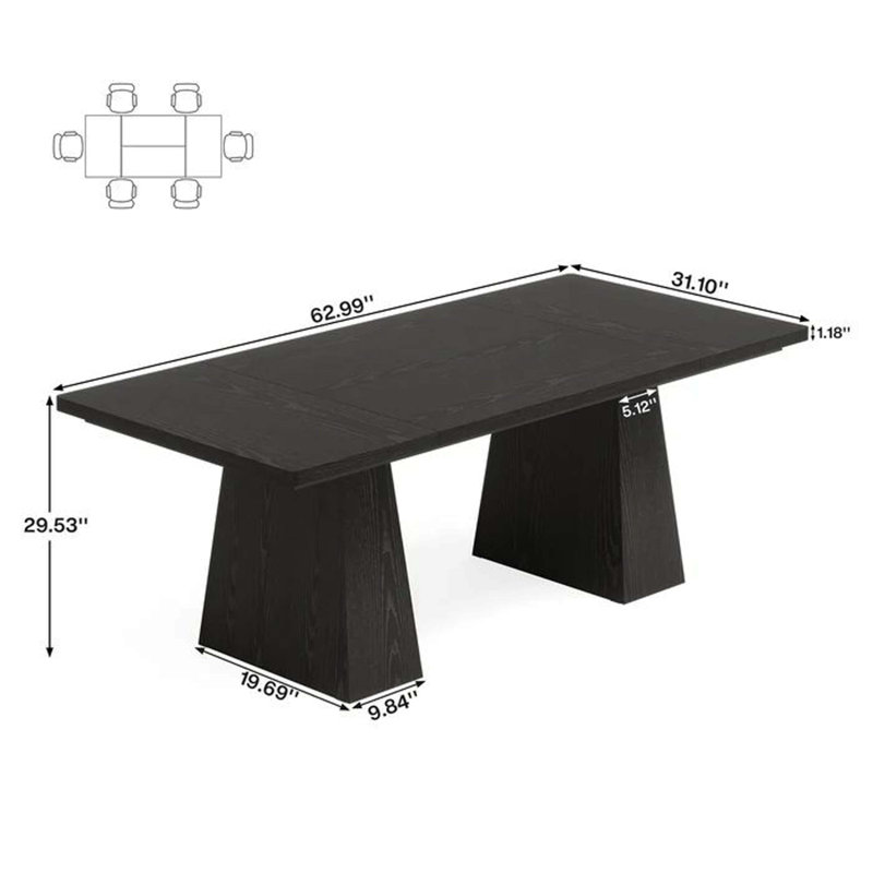 Modern Multifunctional Wooden Dining Table, Can Be Used As Meeting Desk & Computer Desk