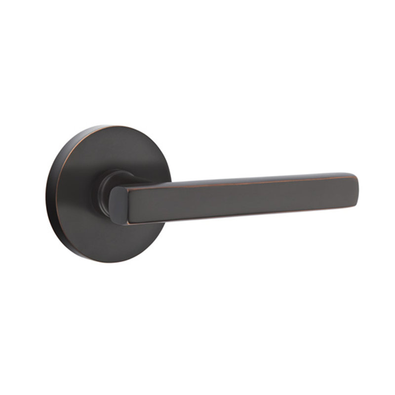 Levier de porte d'intimité (lit et bain) avec rosette, Droite, Bronze huilé