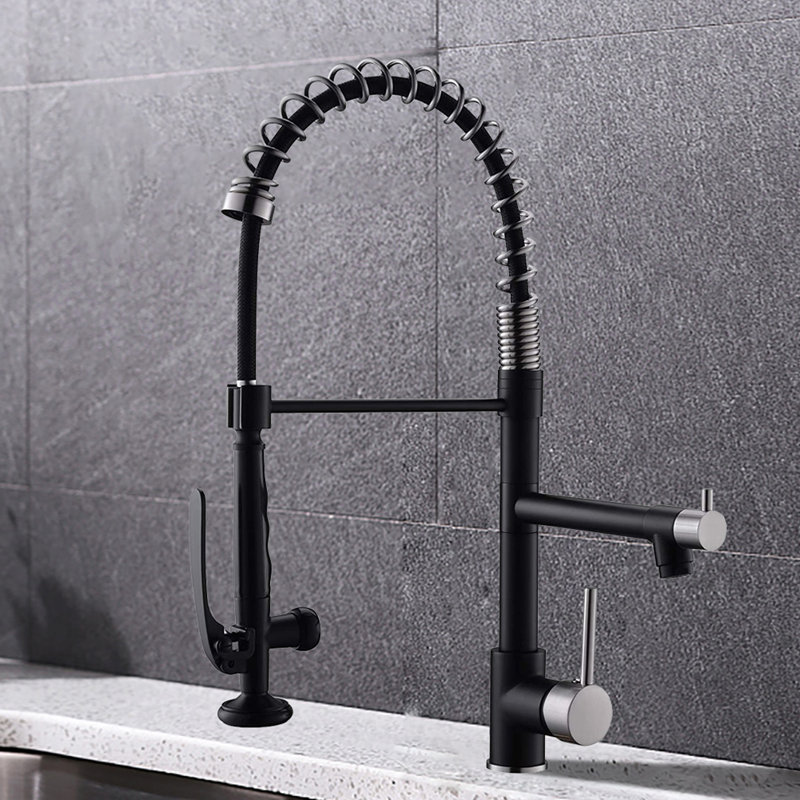 URENTO Kitchen Faucet, Black/Brushed Nickel