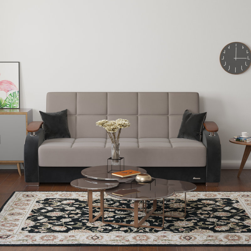 Newsom 83.8 in. Fabric Upholstered 3-Seater Twin 3-in-1 Sleeper Sofa Bed with Storage