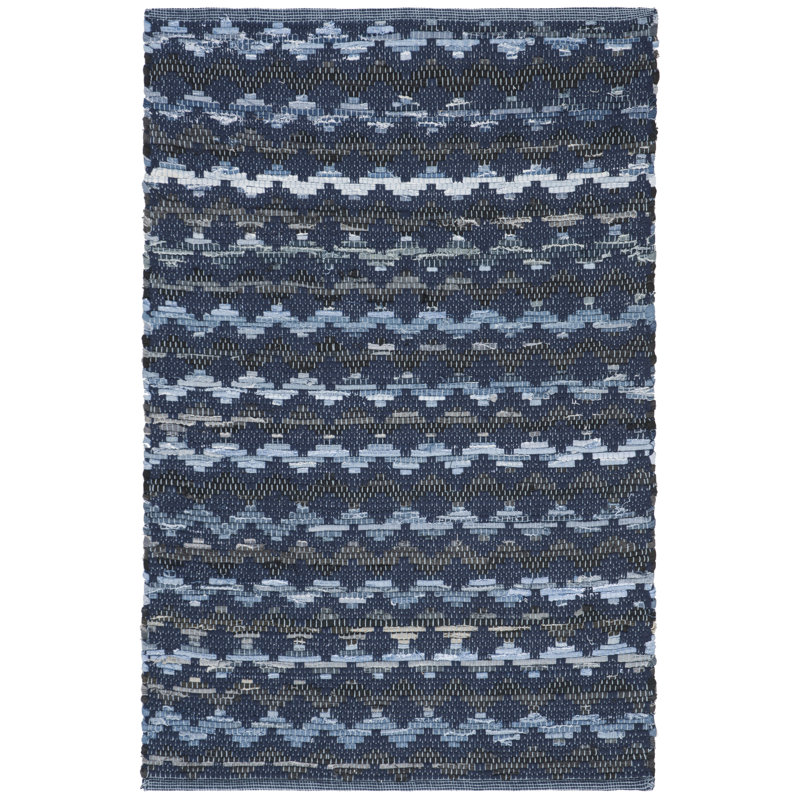 Amaral Hand Woven Cotton Chevron Rug, Rectangle 6' x 9'