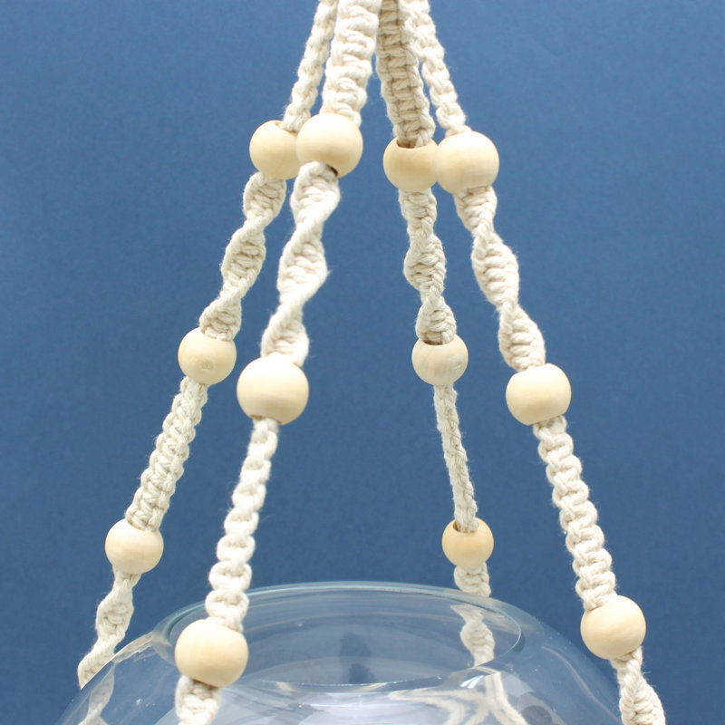 Support pour plante tressé en macramé, H 48 po x l 1,75 po x P 1,75 po