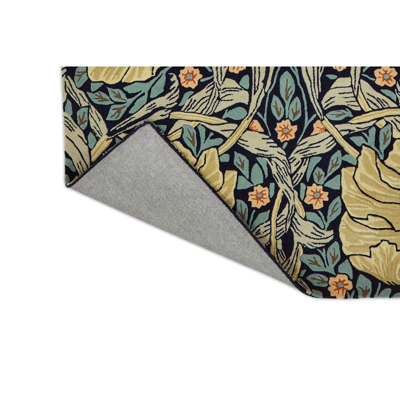 Handmade Wool Floral Area Rug, Rectangle 9' x 12'
