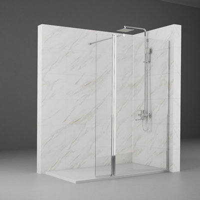 Daylon 1900mm H Pivot Frameless Walk In Glass Screens with Clear Glass