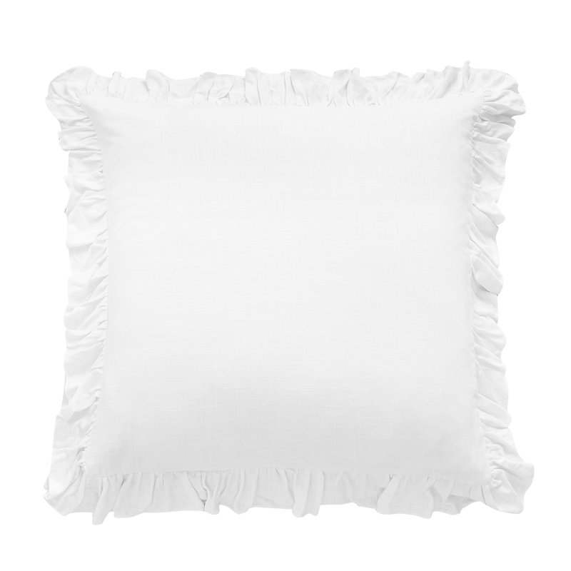 Standard White Cotton Ruffled Cottagecore Pillow Sham
