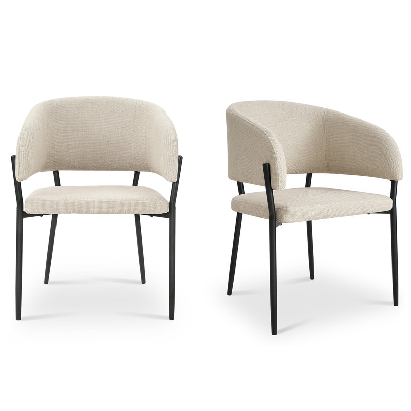 Oxford Upholstered Dining Chairs Set, Black, Cream