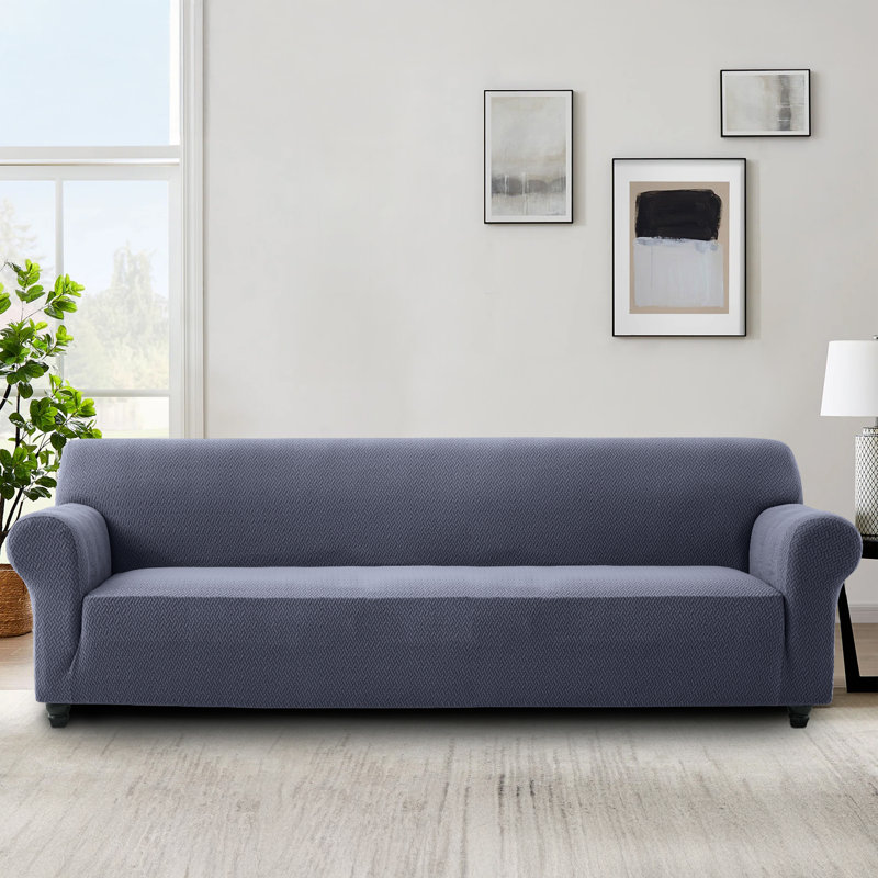Premium Quality Stretchable Spandex Sofa Cover, Blue, 179cm H x 320cm W x 14cm D