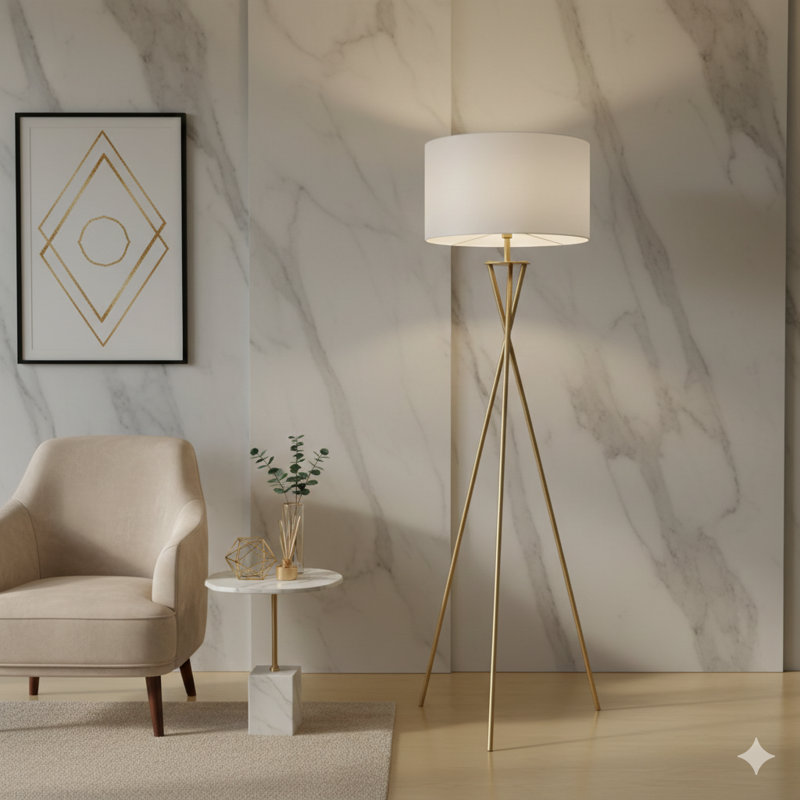 Lampe sur pied 64,5 po Mid-Century en métal de style sablier Ester