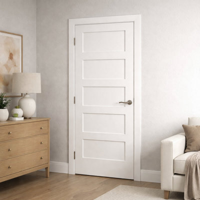 Solid Core Shaker 5-Panel Interior Door Slab, Primed Wood