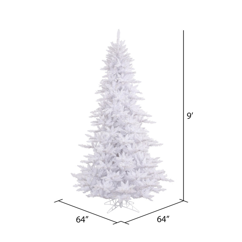 Sapin de Noël artificiel blanc avec base, H 9 pi, Non pré-éclairé