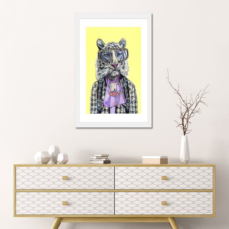 Tigre blanc par Heather Perry - imprimé, Papier encadré blanc, Blanc, H 24 po x l 16 po x P 1 po