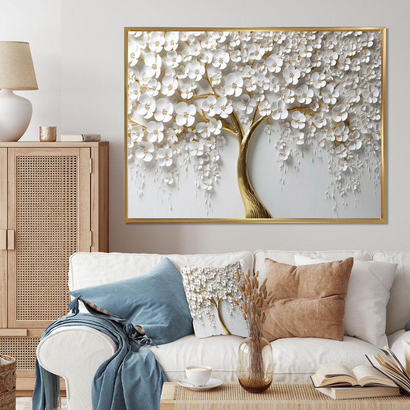 White Orchid Tree Garden Of Branches III - Tree Floral Canvas Wall Art Print (no texture), 34" H x 44" W, No Frame