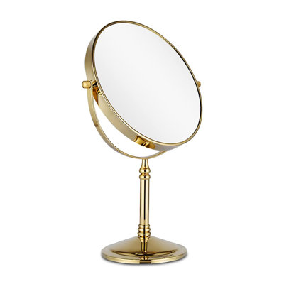 Makeup Mirror 10X Magnification Vanity Mirror Tabletop Two-Sided Swivel Gold Finish(10X)