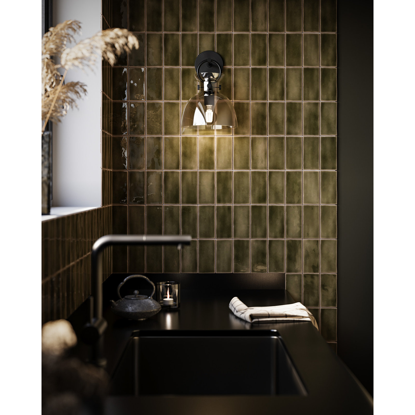 Tinka Single Light Dimmable Armed Sconce, Matte Black, Smoked