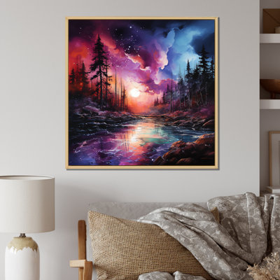 Aurore boréale charme vif liquide - aurore boréale, reproduction d'art sur toile_106487
