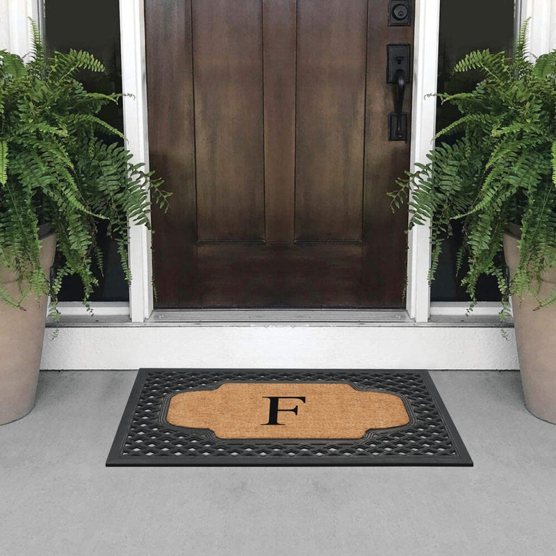 Tapis de porte d'extérieur antidérapant naturel 23 pi x 38 po à motif de coco naturel Alha, F