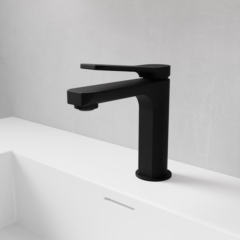 Single-Hole Single-handle Bathroom Faucet with Drain Assembly, Matte Black