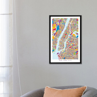 «New York City Street Map, Color, Vertical» par Michael Tompsett, reproduction sur toile tendue sur châssis