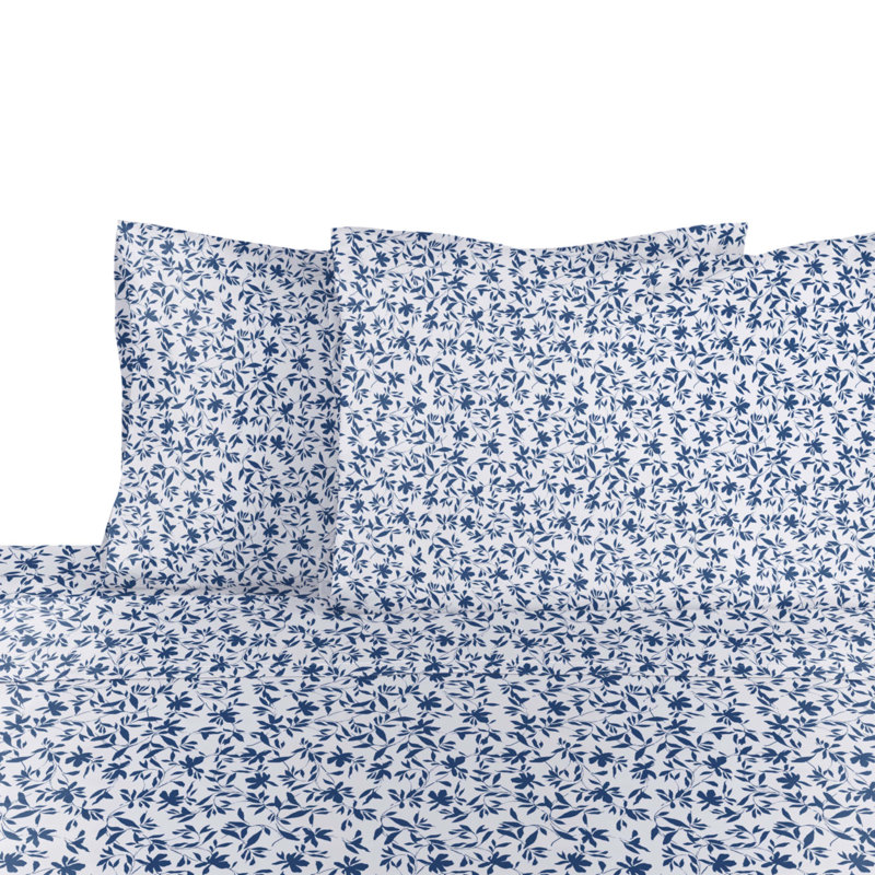 Southern Tide Botanical Floral Twin Navy Sheet Set, Twin Sheet Set with 1 Pillowcase