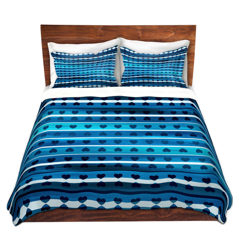 Ensemble de housse de couette en microfibre DiaNoche par Julia Di Sano - Heart Love - bleu