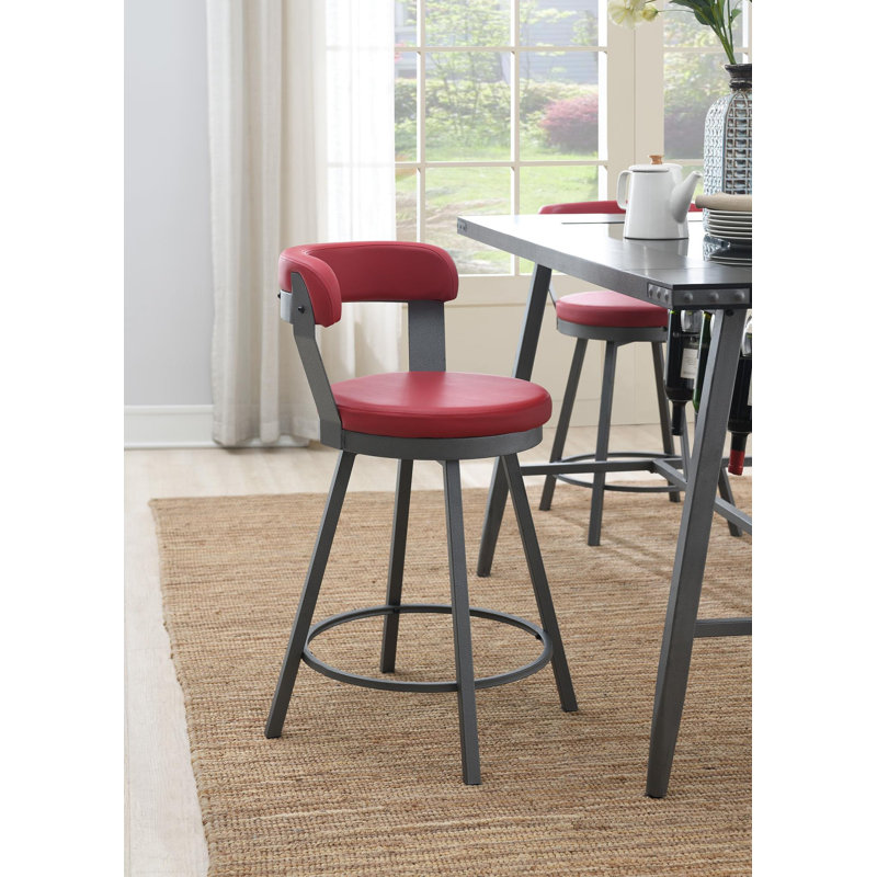 Chaise de comptoir rouge en polyuréthane, Rouge