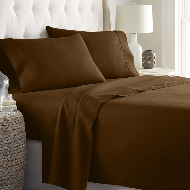 Ensemble de draps en sergé de coton 1000 fils , Blanc, Ensemble de drap pour lit très grand avec drap-ho
