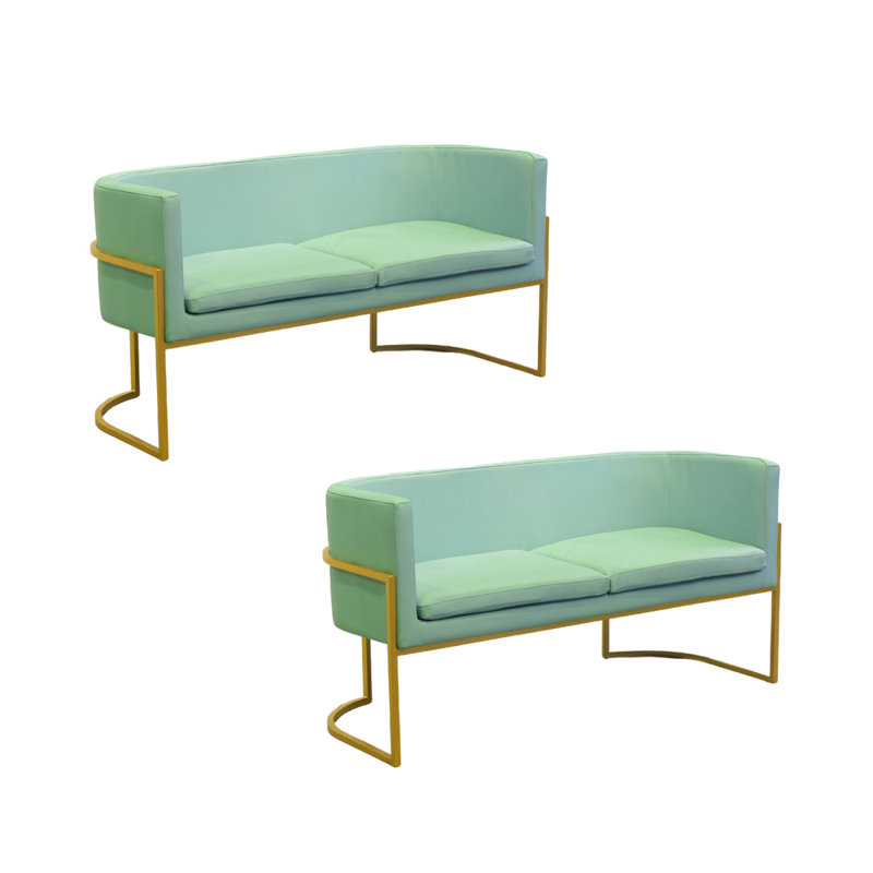 Banc rembourré en similicuir Modern Simple Cafe, Bleu-vert moyen