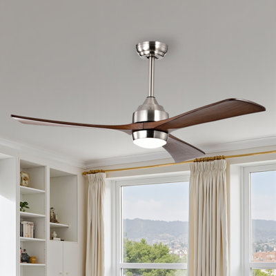 52" Modern Smart Dimmable Ceiling Fan with 3CCT LED Light,Remote Control,6-Speed Reversible DC Motor,Soild Wood Blades,Timer,5"/10"Downrods