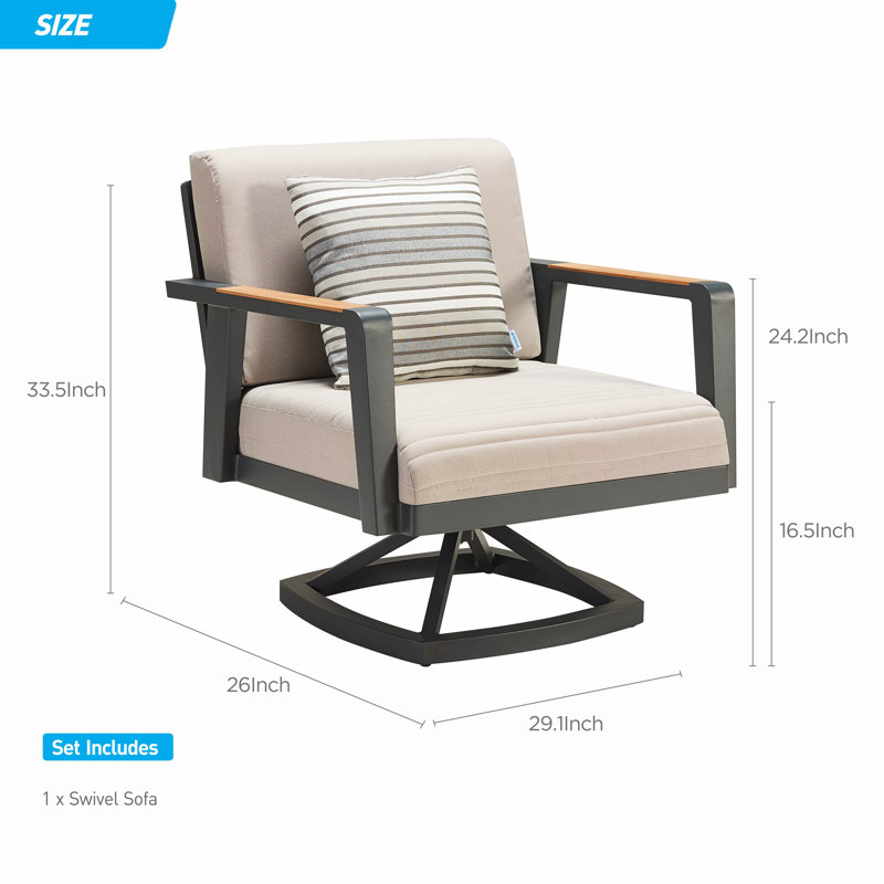 Emoti Outdoor Teak Swivel Lounge Chair