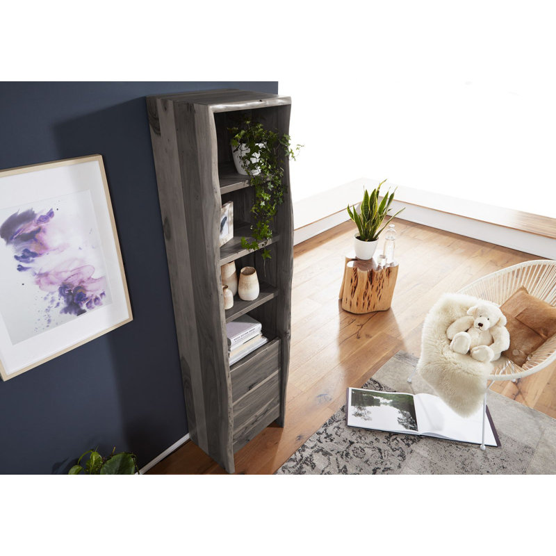 Pure Acacia Solid Wood Freestanding Linen Cabinet, Grey