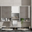 Armoire à miroir 55 po 3-en-1 à fixation murale 55 po avec tablette réglable, charnières à fermeture en douceur, panneau de fibres à densité moyenne de haute qualité, pour meuble-lavabo, salon, rangement de chambre à coucher
