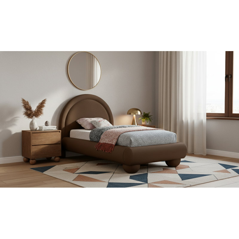 Lit en velours Madrid, Twin, Brown Velvet