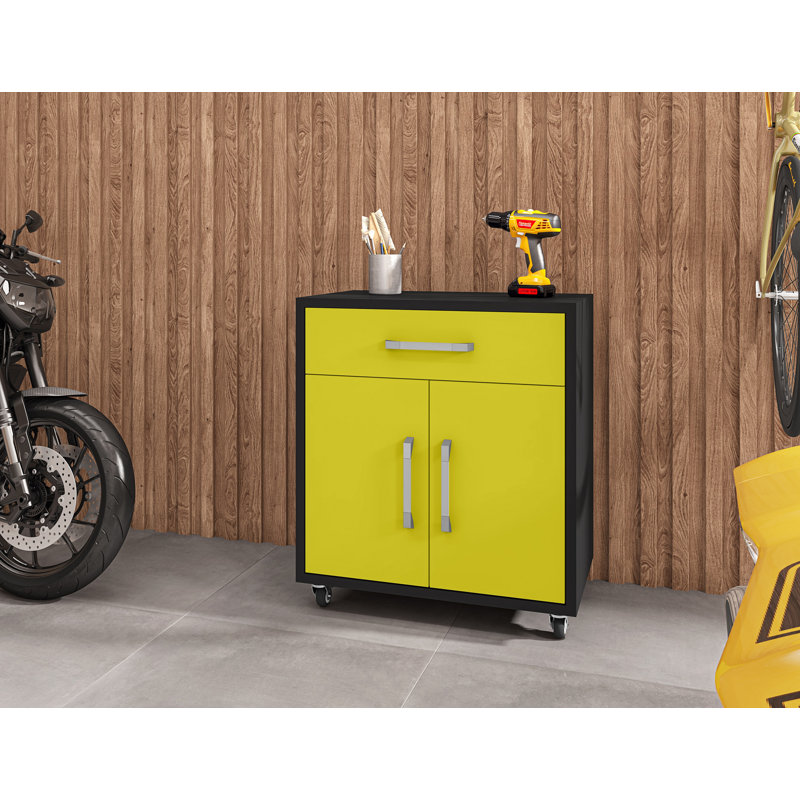 Aseem 2 Piece Single Storage Cabinet ( 34.41'' H x 56.7'' W x 17.72'' D), Black/Yellow