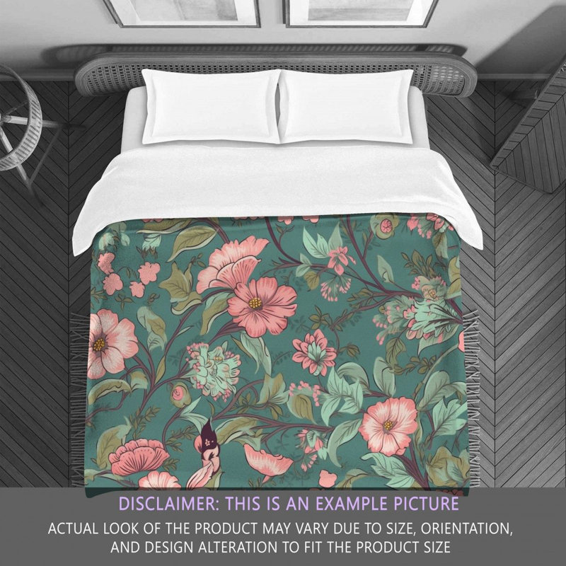 Floral Green/Pink Microfiber Comforter, Twin Comforter
