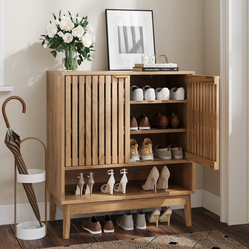 20 Pair Shoe Storage Cabinet, Oak 70cm W