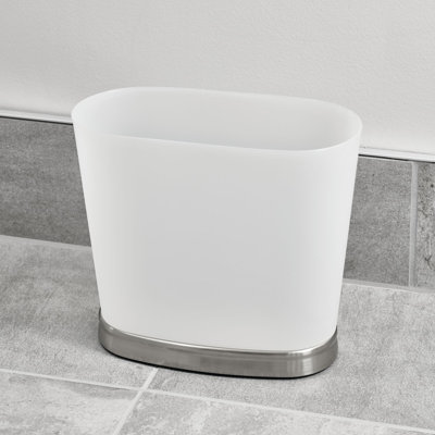 iDesign Small Oval Bathroom Trash Can –Gina Collection - Frost/Brushed Nickel