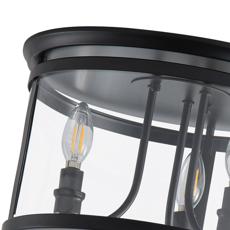 Savala 3-Light Classic Candle Glass Black Dimmable Flush Mount Light