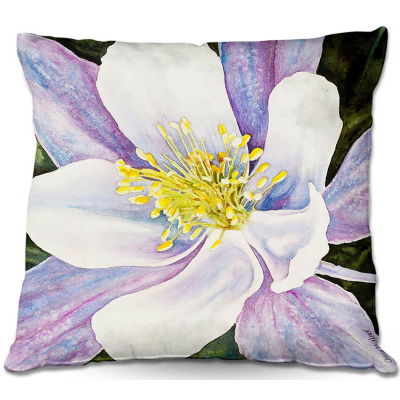Coussin décoratif à fleurs canapé columbine, 18 po x 18 po