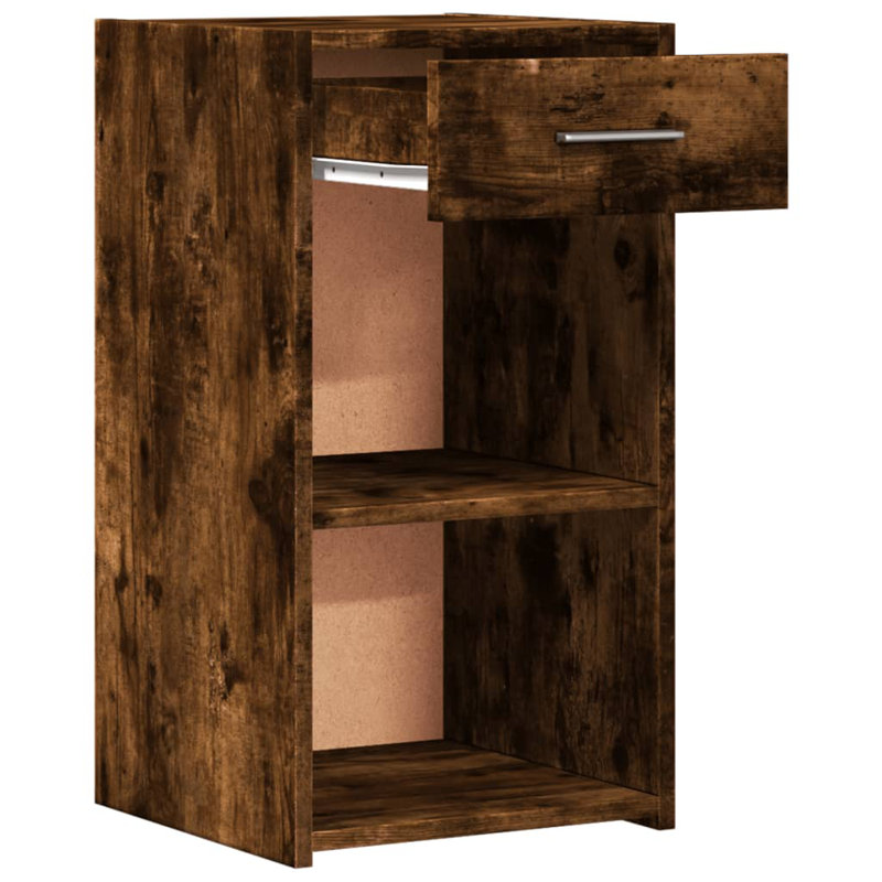 35cm W Manufactured Wood Bedside Table, Smoked Oak, Individual