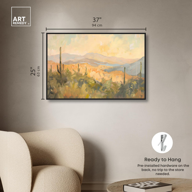 «Arizona Fields», toile classique par Art Remedy, H 25 po x l 37 po, Cadre noir