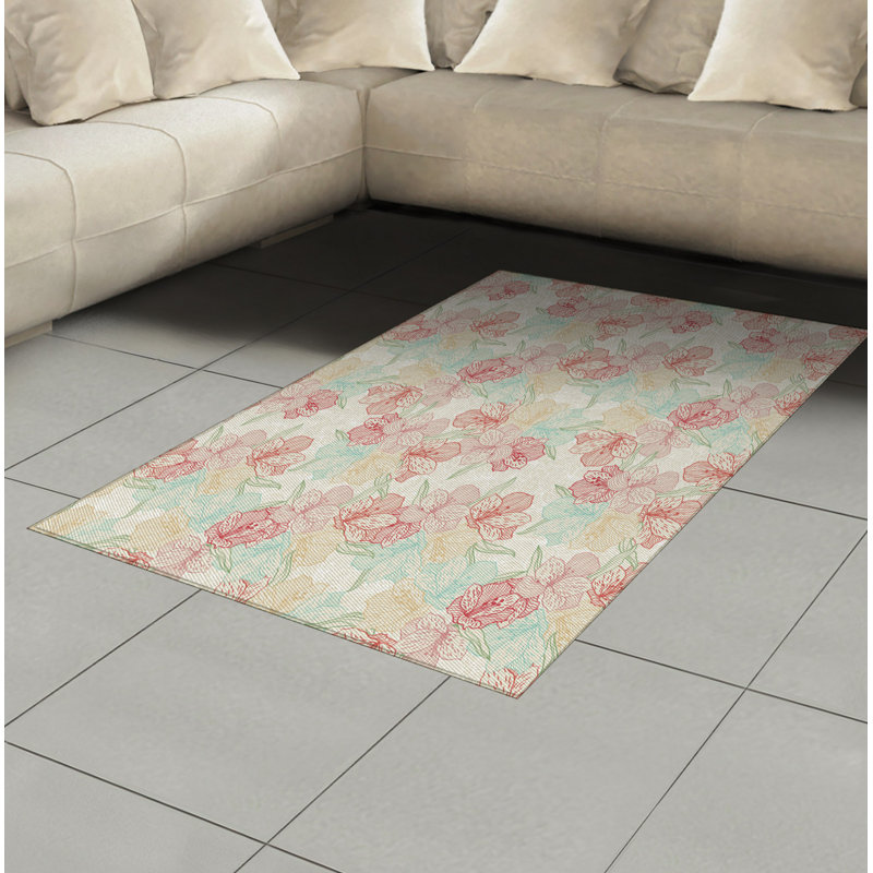 Tapis décoratif floral à haute densité en fibres de polyester, Rectangle 2 pi 7 po x 5 pi