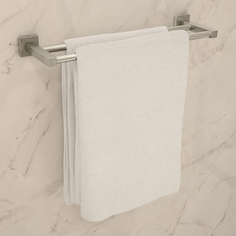 Double barre à serviettes murale 18 po Duro, Nickel satiné