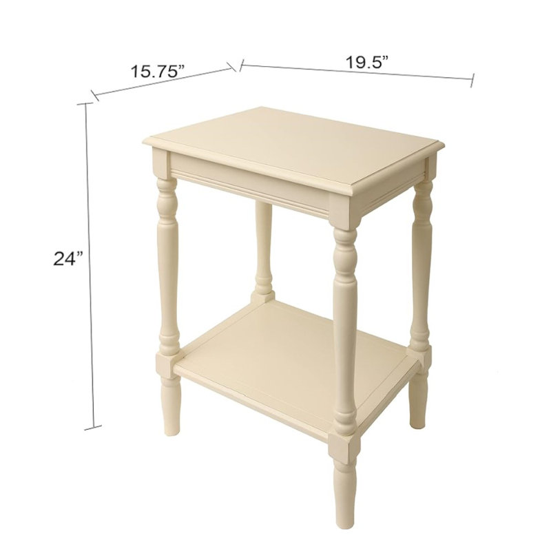 Charlton Home Delouris Wood Accent Storage Shelf End Table, Cream