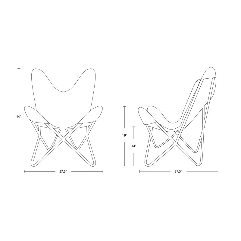 Chaise papillon, Cuir véritable brun