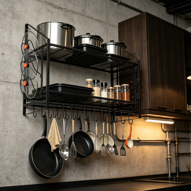 Steel Rectangle Wall Mounted Pot Rack