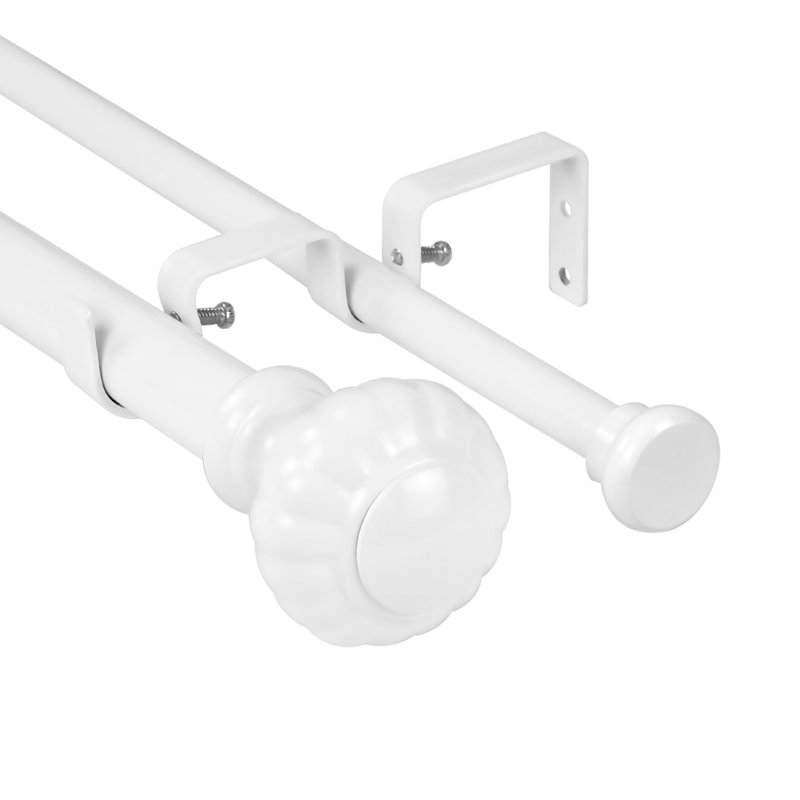 Tringle à rideaux double Bradbury, Blanc, H 1 po x l 84 po x P 1 po