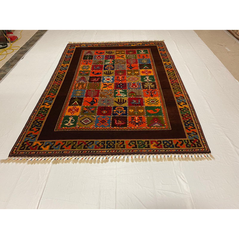 Tapis tribal turc anatolien fait à la main One-of-a-Kind 6 pi 5 po x 9 pi 3 po